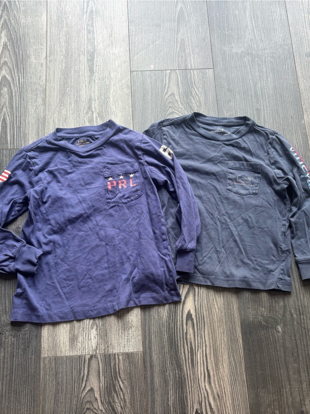 Vineyard Vines Kids Long Sleeve Tees in Navy and Dark Blue